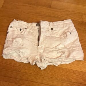Aeropostale White Distressed Jean Shorts